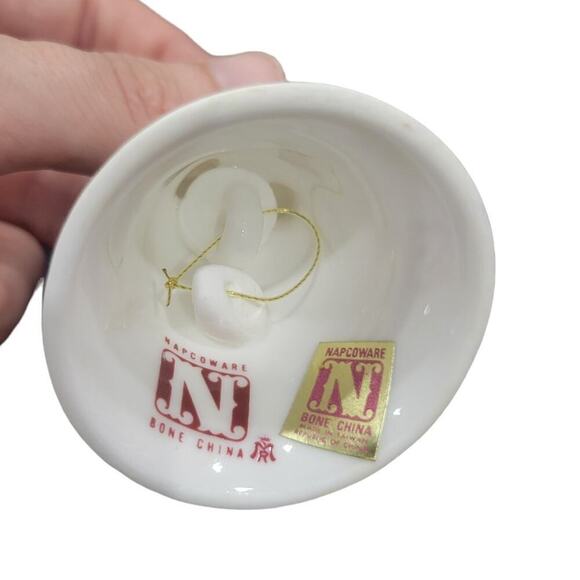 Vintage Napcoware Bone China Christmas Bell Set of 2 Angel Poinsetta - Picture 11 of 11